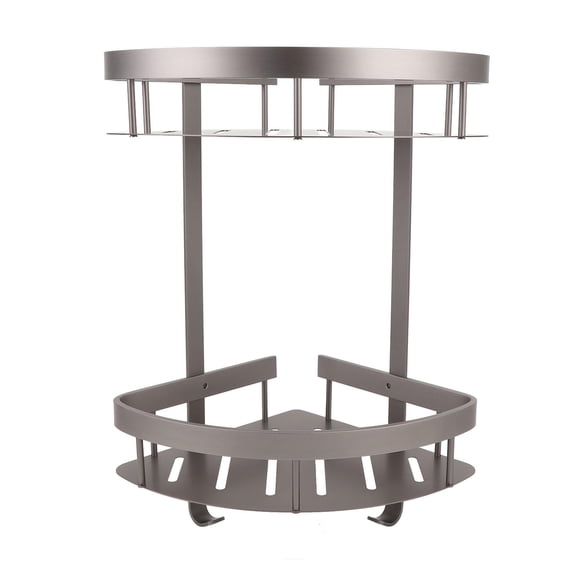 Suodoka 2‑Tier Corner Wall‑Mounted Shower Shelf – Double‑Layer Aluminum Organizer with Space‑Saving Tripod Design