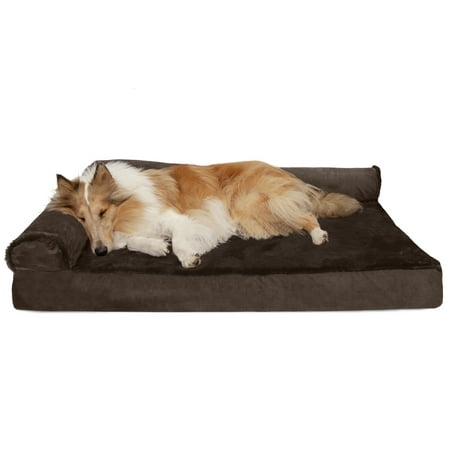 UPC: 0842229107838 | FurHaven Pet Products Plush & Velvet Deluxe Chaise Lounge Cooling Gel Memory Foam Sofa Pet Bed for Dogs & Cats – Sable Brown Jumbo