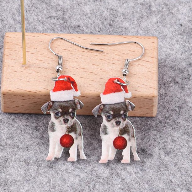 Bonita casa de árbol de Navidad para mujer, muñeco de nieve, Bola de coche rojo, corona de Santa, Impresión de pendientes acrílicos para mujer, regalo de joyería para fiesta y Festival
