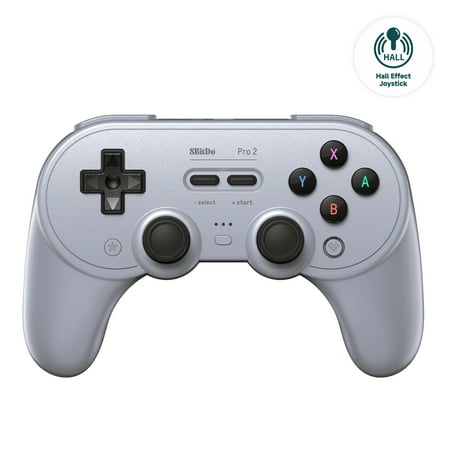 8Bitdo Pro 2 Bluetooth Controller for Switch Hall Effect Joystick Update Wireless Gaming Controller for Switch PC Android and Steam Deck & Apple (Gray Edition)