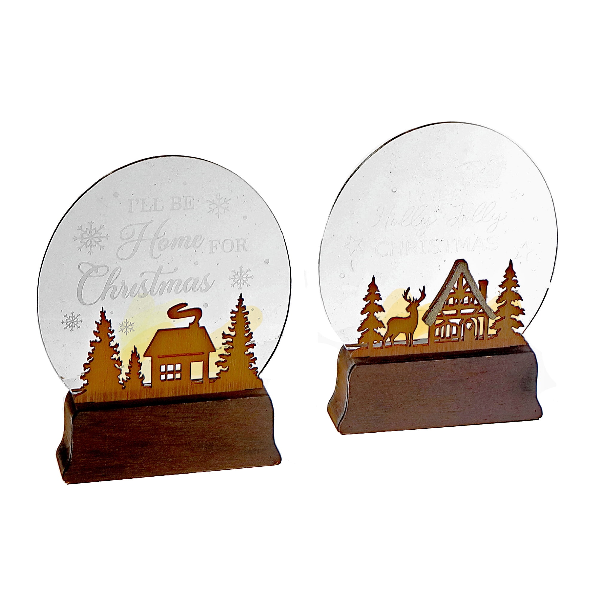 Support Décoratif En Bois À Led (Nuit DHiver) (Assortiment) - Lot De 2