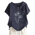 thumbnail image 2 of Babysbule Hauts pour Femmes en Liquidation Mode Femme Col Rond Manches Courtes Blouse T-Shirt Imprimé Hauts Amples, 2 of 4