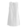 thumbnail image 6 of Dvprdro Womens Casual Summer Mini Dress Crewneck Sleeveless Ruffle Detail Side Pockets Shift A Line Dress Solid, 6 of 8