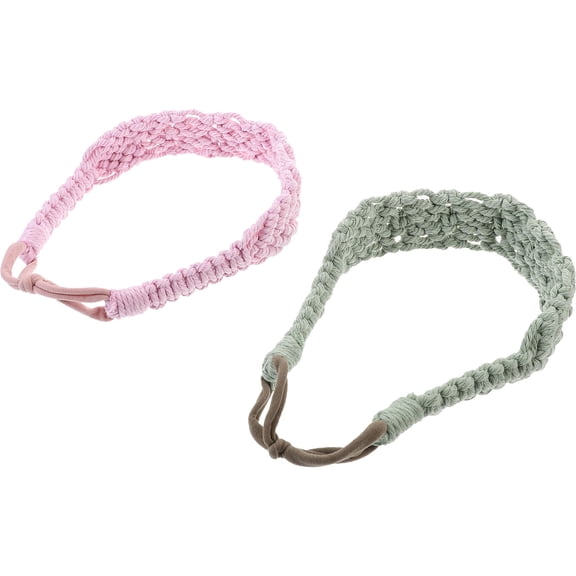 NIAIZEK 2Pcs Bohemian Crochet Headbands Lightweight Elastic Decorative Headband for Running
