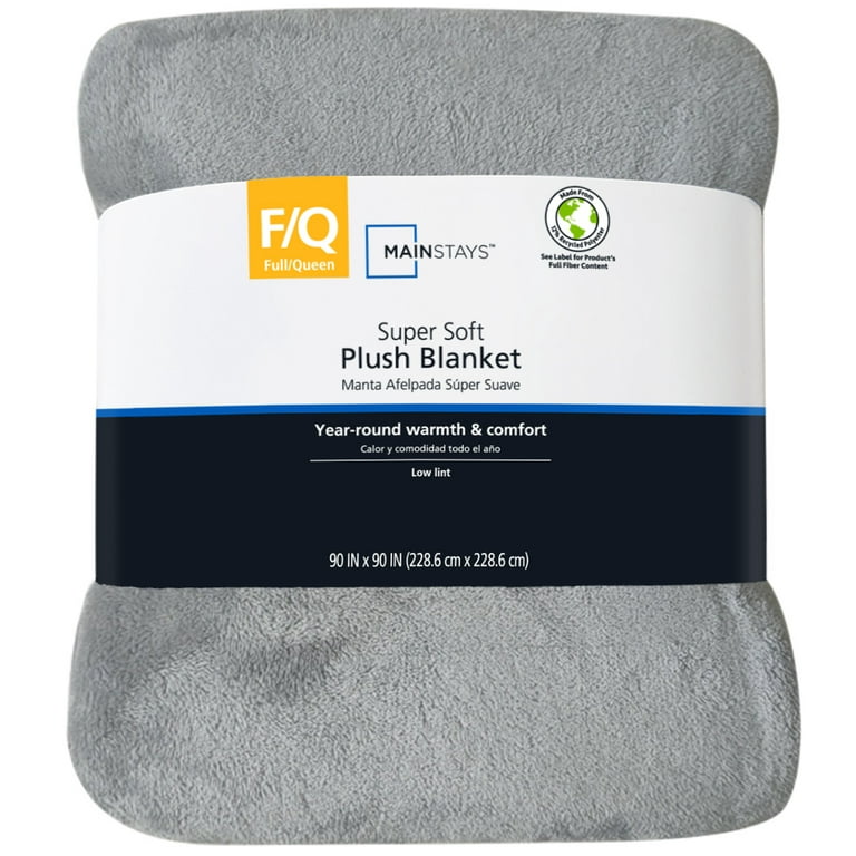 Mainstays Super Soft Polyester Plush Blanket Light Grey Full Queen 90 X90