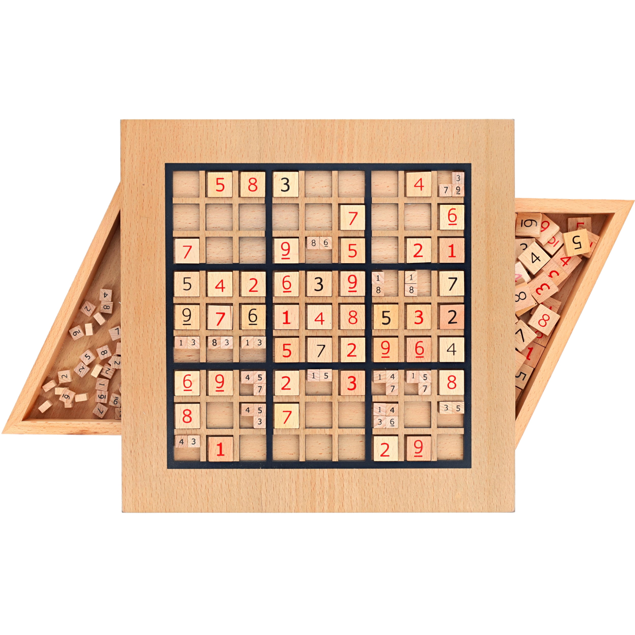 WE Games Wooden Sudoku Puzzle Board Game with Pull Out Drawers - 11 in