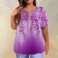 thumbnail image 2 of IYYVV Women Plus Size Short Sleeve Tops Casual Summer Button Down V Neck Floral Print T Shirt 2024 Tunic Shirts For Women Women Clothing Boho Womens Fall Fashion Hot Pink 4XL, 2 of 6