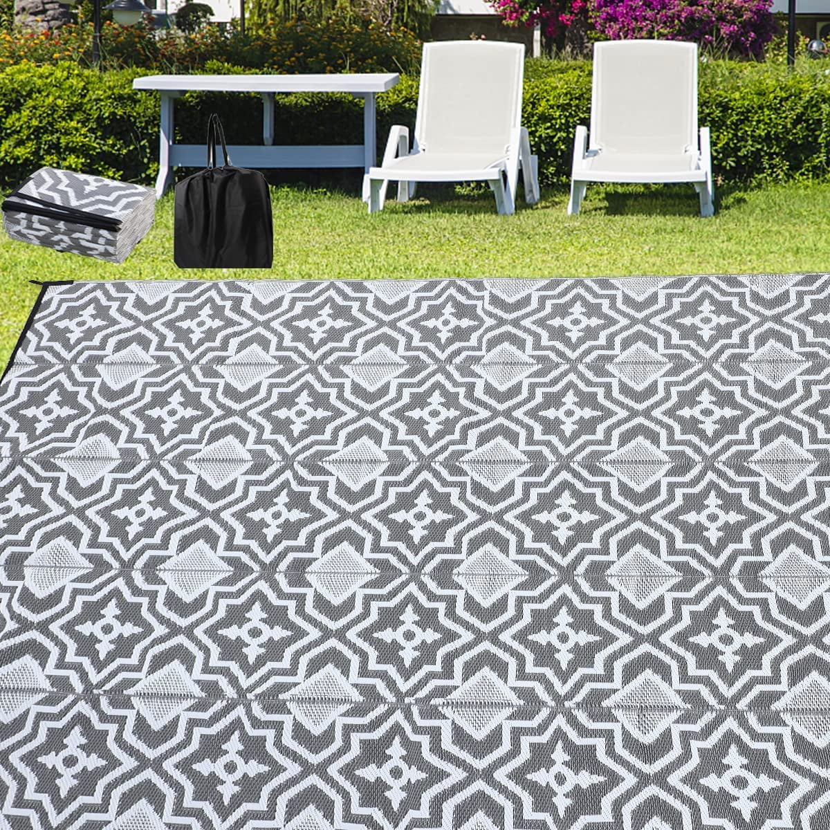 Outdoor Rug Waterproof Plastic Straw Outdoor Patio Rugs for RV, Camping