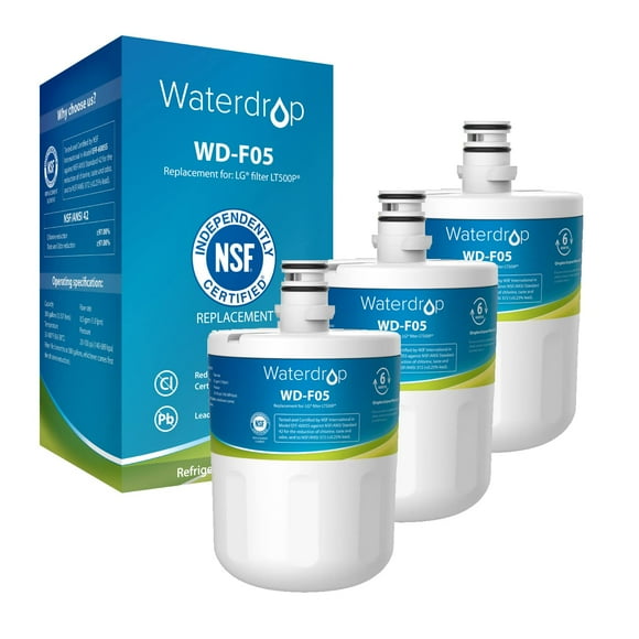 Waterdrop 5231JA2002A Filtro de agua para refrigerador, repuesto para LG® LT500P®, GEN11042FR-08, ADQ72910911, ADQ72910901, Kenmore 9890, 46-9890, LFX25974ST, LMX25964ST, paquete de 3, el paquete pued