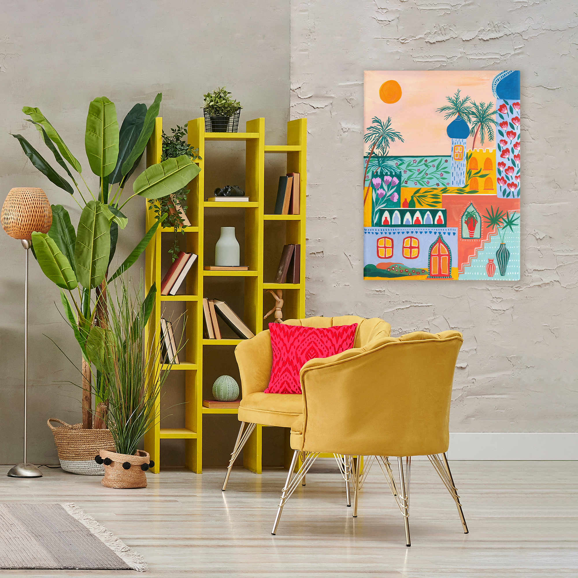 Egyptian City Architecture Canvas Wall Art, design by Nabeela Rumi