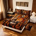 thumbnail image 2 of Manfei Hippie Tiger Queen Sheets, Vintage Animal Print Queen Sheet Sets, Dark Brown Orange, 4-Piece, 1 Flat Sheet, 1 Fitted Sheet and 2 Pillowcases, 2 of 6