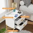 thumbnail image 4 of Vabches Modern Wood 2 Drawers Nightstand Bedside Table with Charging Station for Bedroom, White,21.6" H, 4 of 10