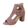 thumbnail image 7 of Gladiator Sandals for Women Open Toe High Block Heeled Summer Booties Breathable Cutout Ankle Strap Back Zipper Ankle Boots Pink Size 8, 7 of 7