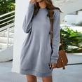 thumbnail image 4 of Fashion Deals Lindreshi Casual Fall Dress Clearance Fashion Women Summer Casual Loose Full Sleeve Pocket Rround Collar Solid Dress, 4 of 6