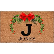 Calloway Mills 114823672J Personalized Christmas Wreath Doormat, 36"x72", Letter J