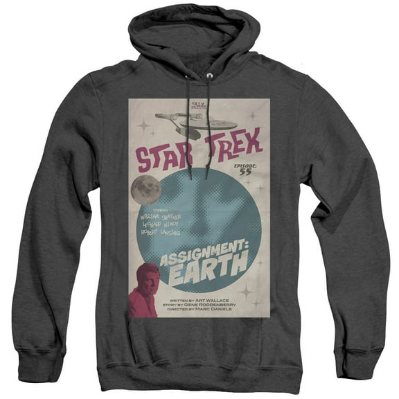Star Trek Tos Episode 55 Adult Heather Hoodie Sweatshirt Black