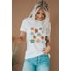 thumbnail image 2 of ABPHQTO Camiseta estampada con cuello redondo y estampado de flores blancas para mujer, 2 of 5