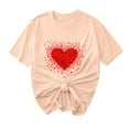 thumbnail image 2 of Purcolt Valentines Day Shirts for Women Funny Love Heart Print Shirts Casual Round Neck Valentine Tunic Short Sleeve Tops, 2 of 5