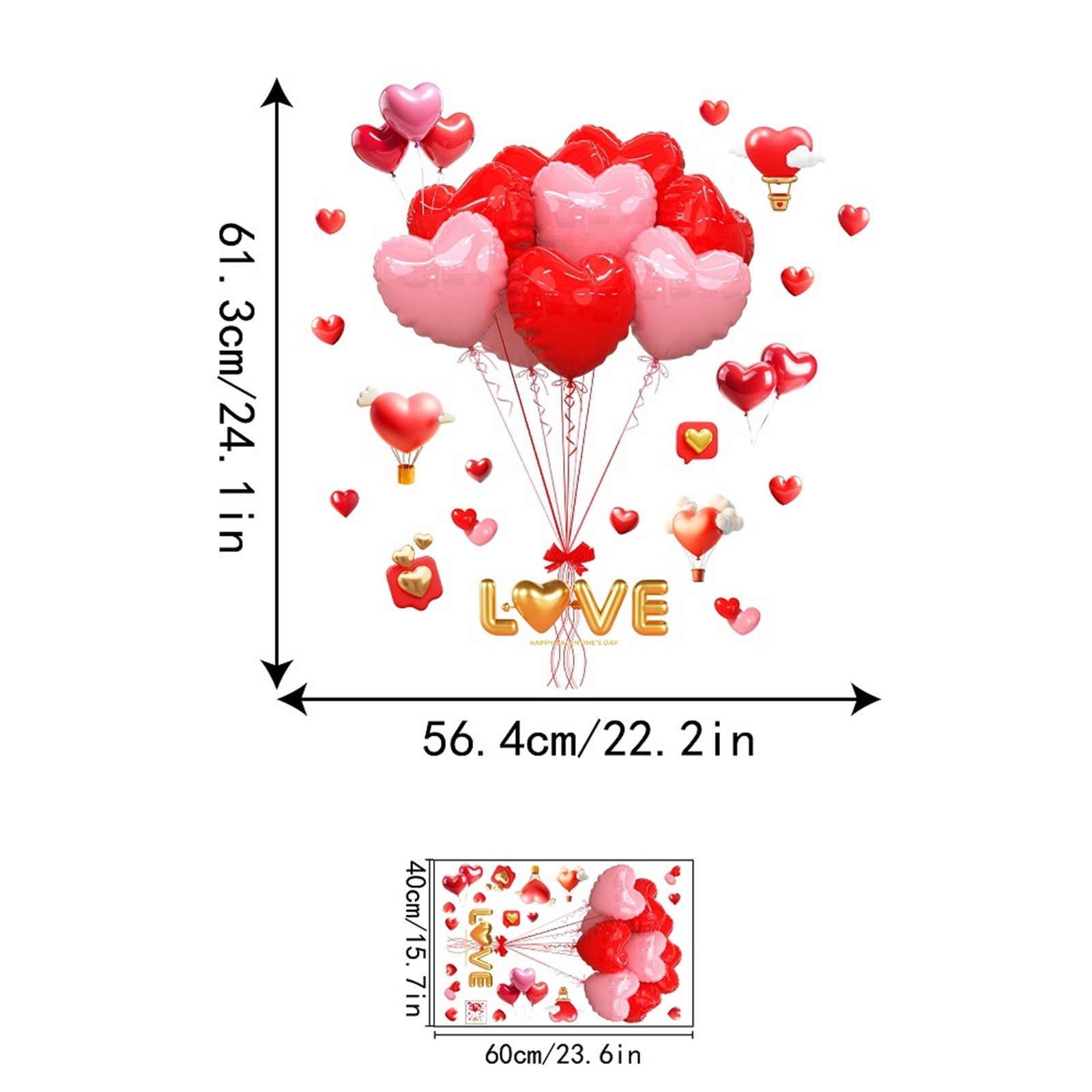 REZUOFI 8 PCS Valentine's Day Stickers Heart Shaped Static Cling Window Decor Reusable Holiday Wall Decals for Home Party Decorations