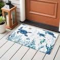 thumbnail image 4 of 2x3 Ft Entryway Area Rug, Blue Green Sea Turtle Kitchen Rug Runner Washable Floor Mat, Summer Ocean Coral Fish Seahorse Non Slip Indoor Door Mat Throw Carpet for Bathroom Living Room Bedroom, 4 of 8