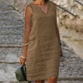 thumbnail image 2 of Birdeem Robes pour Femmes Mode Décontractée Confort Couleur Unie Poche Sans Manches Robe Col en V, 2 of 12
