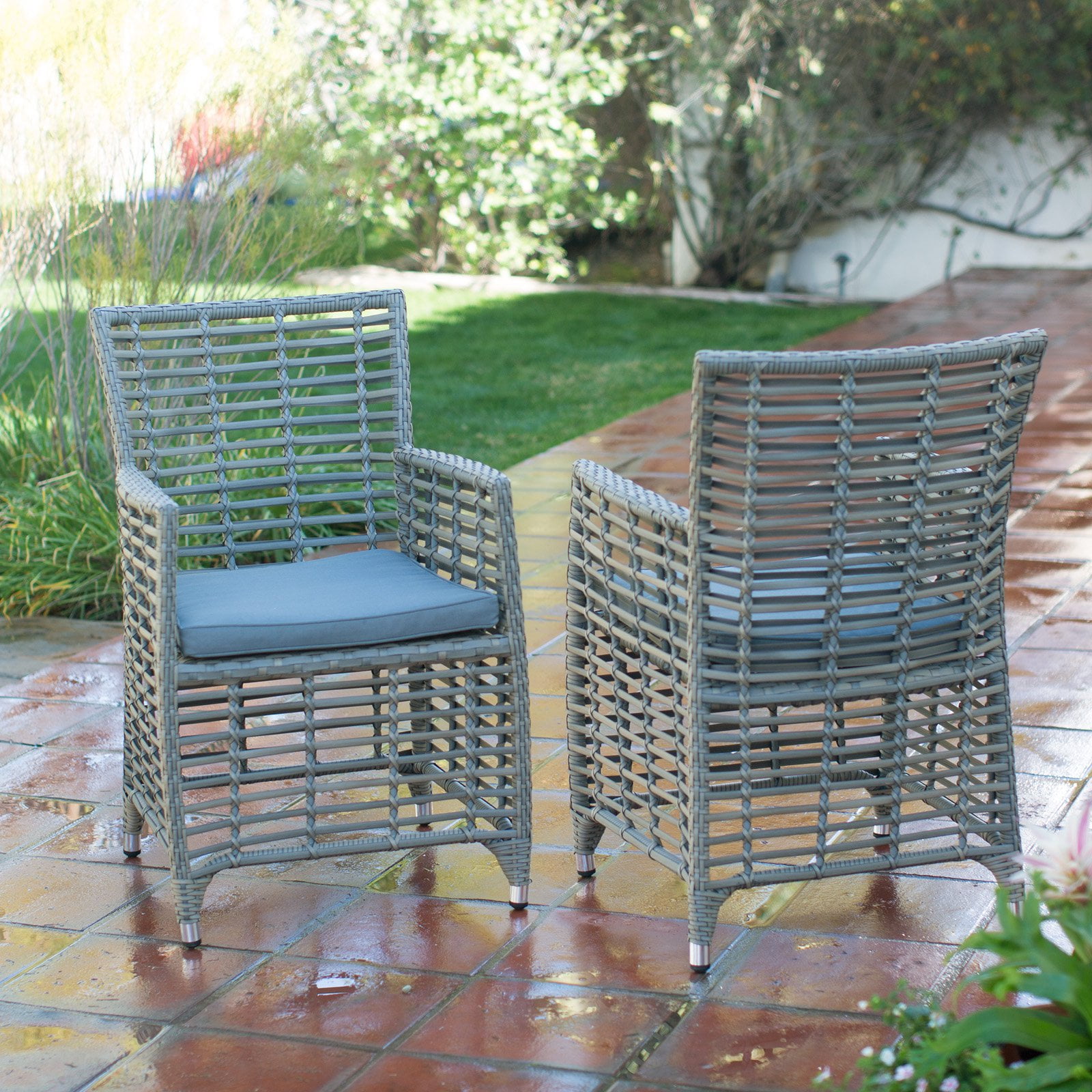 Belham Living Kambree All Weather Wicker Bistro Chair With Cushion Set Of 2 Walmart Com