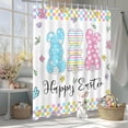thumbnail image 2 of pipaio Easter Bunny Shower Curtain Cute Rabbits Colorful Floral Bathroom Shower Curtain Happy Easter Waterproof Fabric Shower Curtain Bathtub Decor with 12 Hooks 72 X 72 Inches, 2 of 6
