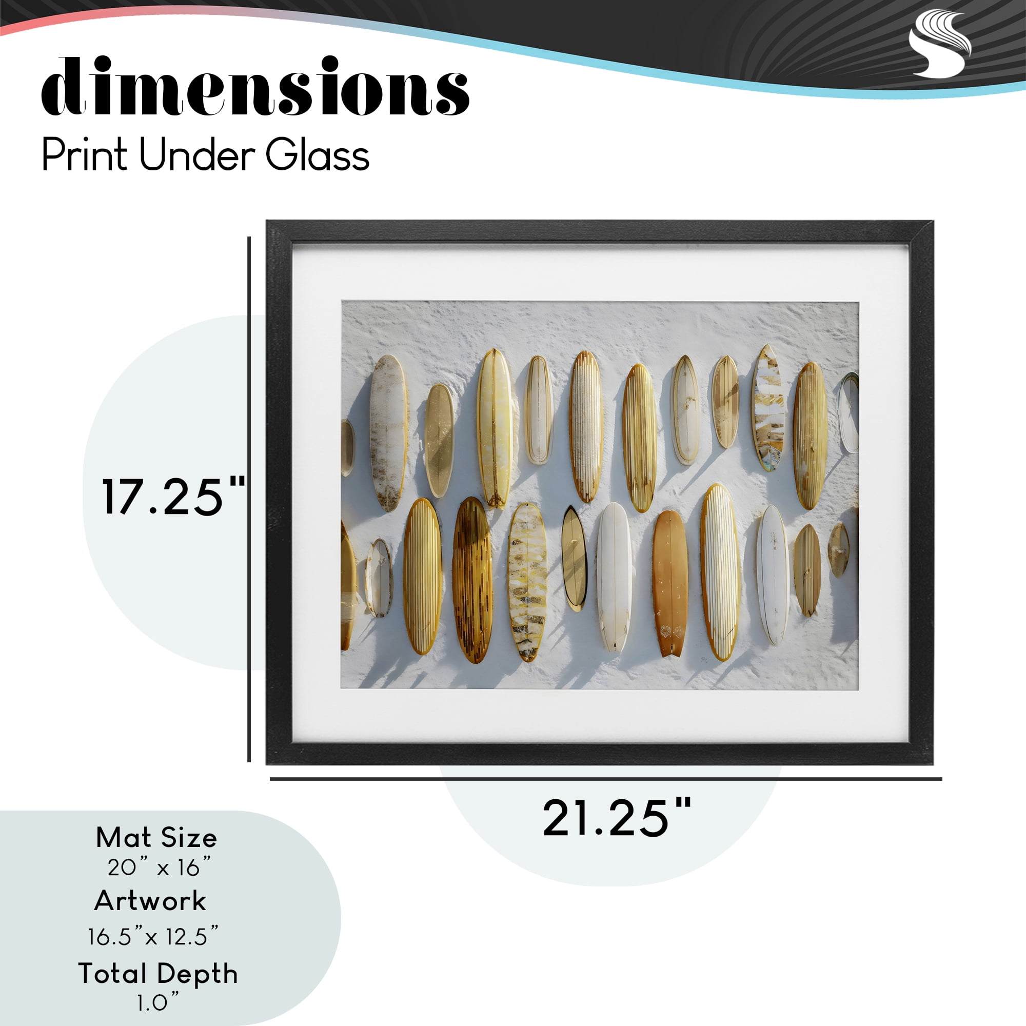 Stupell Industries Vintage Surfboard Collection Black Framed Print Under Glass, design by Franklyn Gregory