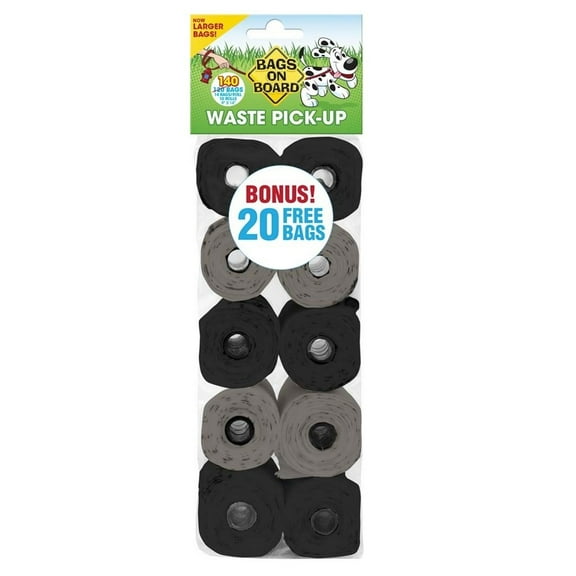 Bags On Board Dog Poop Bags | 9 x14 Inches, 140 Black Bags