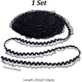 thumbnail image 2 of 27 Yards Elastic Ruffle Lace Trim 0.6 Inch Wide Stretch Narrow Edge Lace Ribbon Ruffled Pleated Fabric Trim for Sewing Making Dress Clothes Applique Embellishment DIY Crafts Black, 2 of 5
