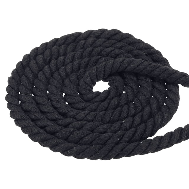 Unique Bargains Natural Twisted Cotton Rope 5/8 Inch x 33 Feet 3 Strand Tug of War Rope with Sealing Tape Black