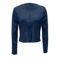 thumbnail image 6 of Lixiuxyad Women's Slim Fit Cardigan, V-Neck Long Sleeve Button-Up Cropped Knit Tops,Blue, 6 of 7