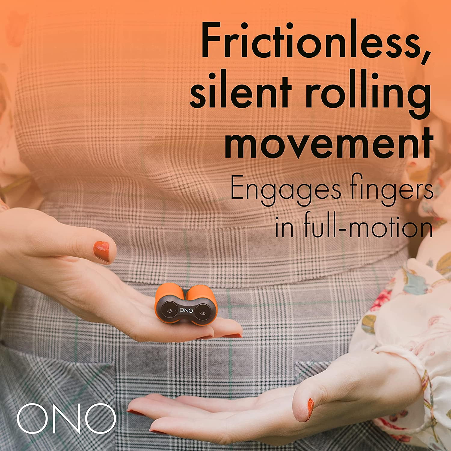 Orange ABS Full ONO Roller - Handheld Fidget Toy for Adults | Help Relieve Stress, Anxiety, Tension | Promotes Focus, Clarity | Compact, Portable Design