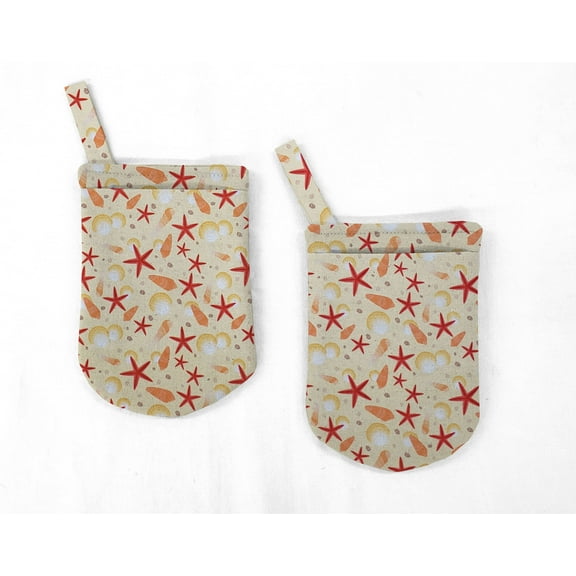 Beach Seaside Oven Mitts (Set Of 2) by Penny's Needful Things (Sandy Seashells)