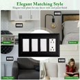 thumbnail image 3 of Beadboard Outlet Covers Wall Plates, Bamboo Fiber Light Switch Covers, Natural Material Electric Receptacle Decorative Switch Plate Outlet Cover (Matte Black, 4 Gang Decorator 1 Pack), 3 of 7