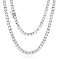 thumbnail image 3 of Real Genuine Sterling Silver High Quality AAA+ Grade 12.65 Ct. Lab Simulated Diamond 14K White Gold Finish 4mm One Row Tennis Chain Necklace 22", 3 of 6