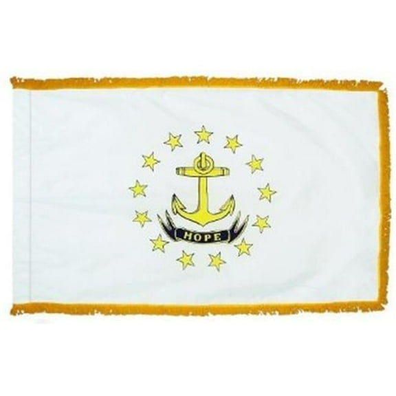 Annin Flagmakers Colonial Nyl-Glo Rhode Island Flag - Gold Fringe - 3 ft. x 5 ft.