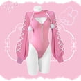 thumbnail image 3 of KORURACLUB Heart-Lock Floppy Bunny Jumpsuit Cosplay Outfit for Women Comfortable Fit Minimalist Basic Pink Costume, 3 of 4