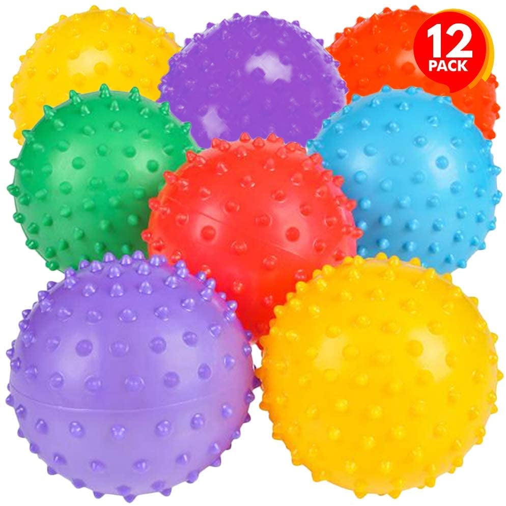 Gold Toy Inflated Knobby Balls, Pack of 12, Spiky Sensory Bouncing