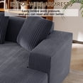 thumbnail image 3 of Canapé Modulaire Moderne en Velours Côtelé Gris avec Méridienne en L - 3 Places, 3 of 8