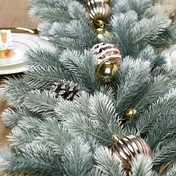 Hvmvliv 7ft Artificial Norfolk Pine Garlands Soft Pine Needles Rattan Realistic Christmas Garland for Door Wall Hanging Decoration White