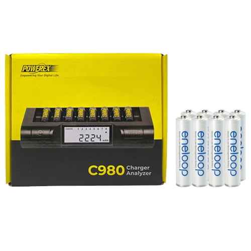 Powerex C980 Smart Charger & 8 AAA NiMH Panasonic Eneloop Battery (800 mAh)