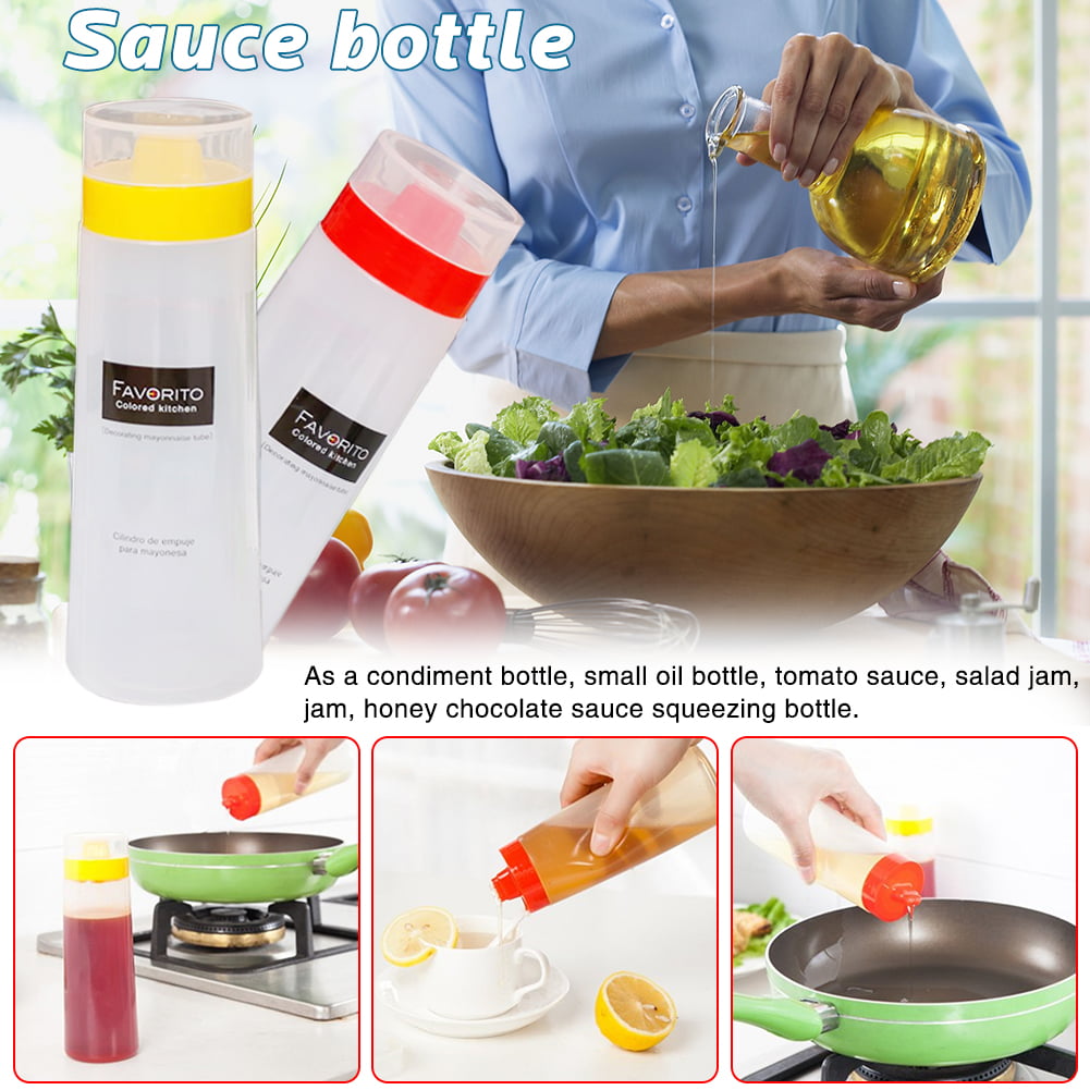 Plastic Squeeze Bottle 4-Hole Salad Bottle Multifunctional Ketchup Jam Tank F3 