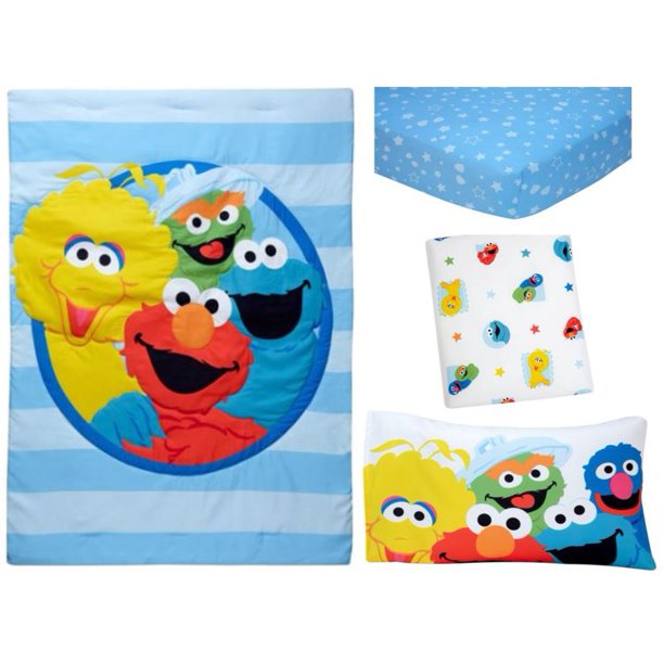 Sesame Street Furry Friends 4 Piece Toddler Bedding Set Walmart Com Walmart Com