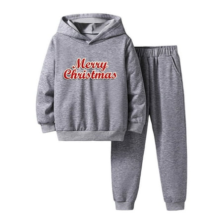 

WILLBEST Clothes Set for Boy Toddler Boys Girls Winter Christmas Long Sleeve Letter Prints Hoodie Tops Pants 2Pcs Outfits Clothes Set