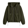 thumbnail image 5 of Ihhxva Jacket for Women Hooded Windbreaker with Drawstring Zip-Up Outerwear, Lightweight Rain Coat Pockets Outdoor Activities S-2XL, 5 of 9