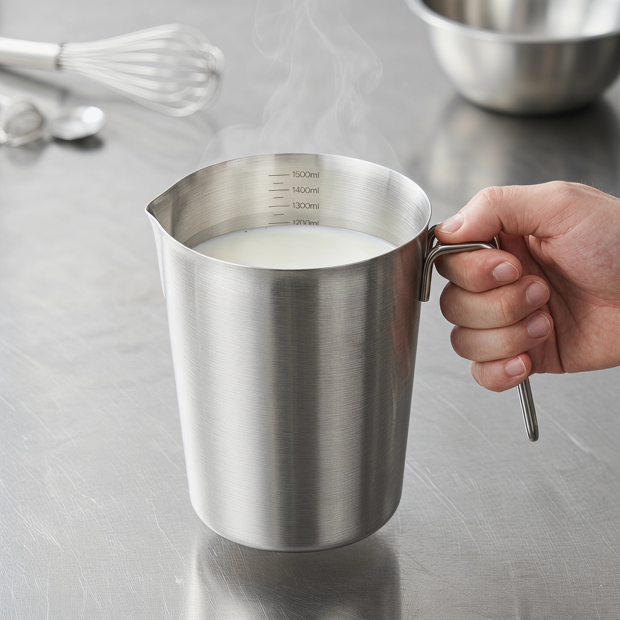 Unique Bargains Stainless Steel Measuring Cup for Kitchen Use Silver 1500ml