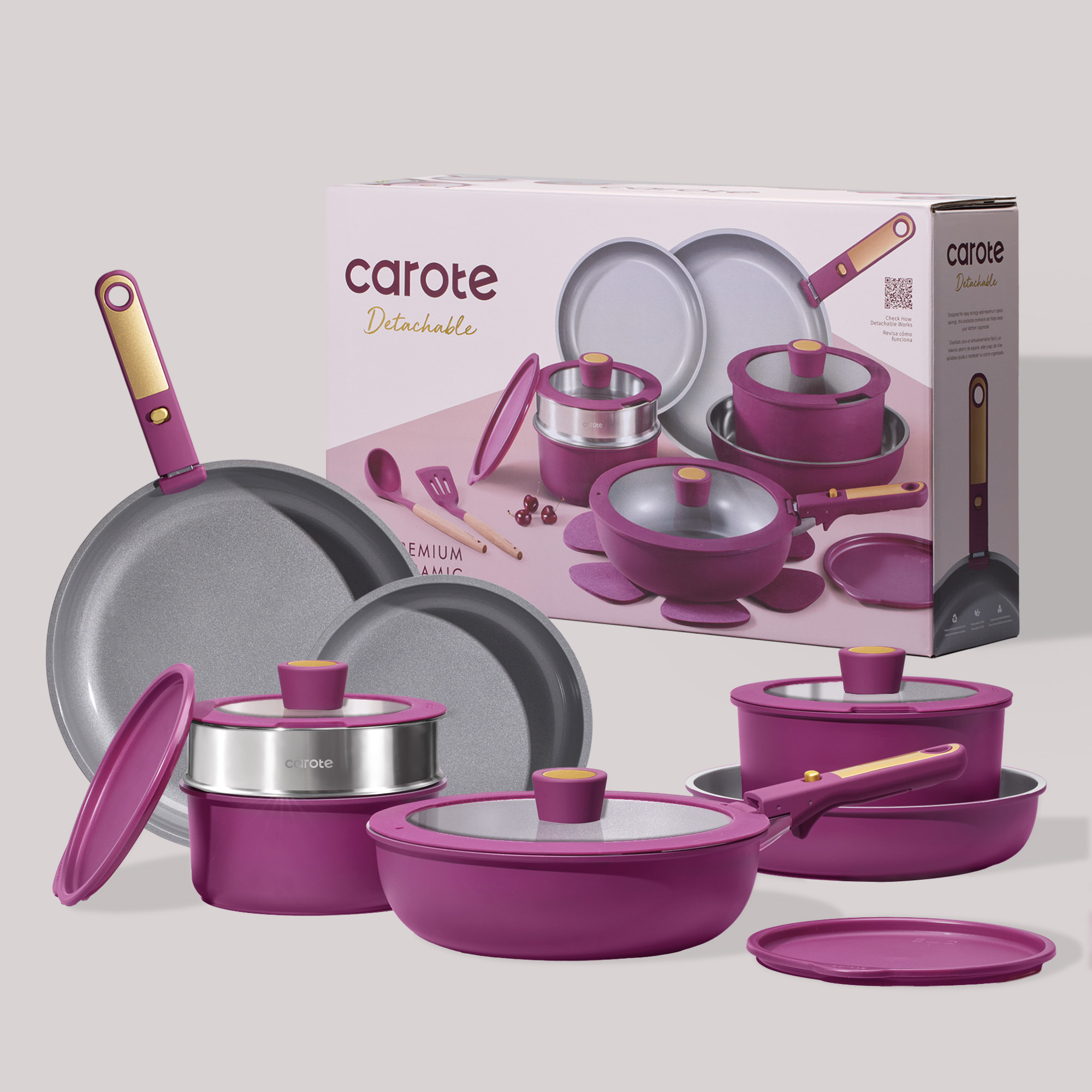 Carote 21-Piece Nonstick Cookware Set, Purple photo 5