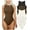 Black Coffee Beige, variant on Women's 3 Piece Bodysuits Sexy Ribbed Sleeveless Halter Neck Shapewear Bodysuits