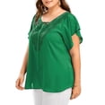 thumbnail image 3 of UKAP Women's Casual Plus Size Tunic V Neck Short Sleeve Chiffon Blouse Casual Loose Shirt Tops, 3 of 5